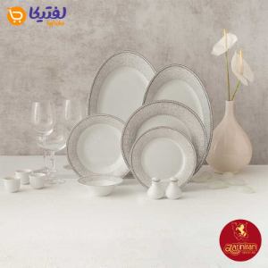 سرویس چینی زرین 108 پارچه شهرزاد طرح ورونا طوسی