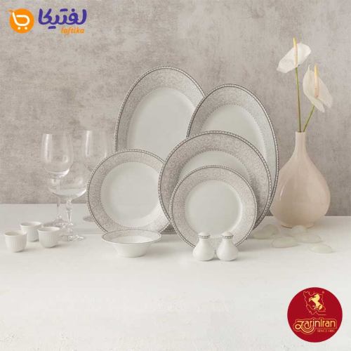 سرویس چینی زرین 108 پارچه شهرزاد طرح ورونا طوسی
