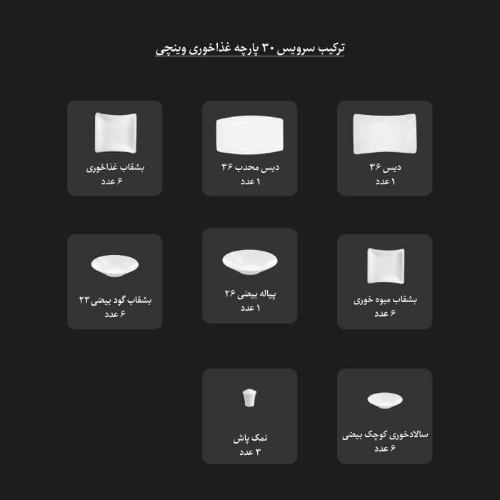 خرید سرویس 30 پارچه وینچی چینی زرین