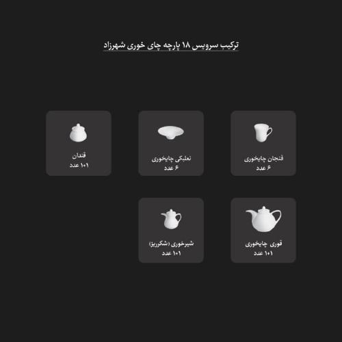 اقلام سرویس 18 پارچه چای‌خوری رویال شهرزاد چینی زرین