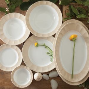خرید چینی زرین 6 نفره غذاخوری نئوکلاسیک پاستل کرم