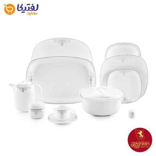 خرید چینی زرین سرویس 12 نفره کواترو طرح مونت کارلو پلاتینی