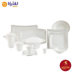 چینی زرین سرویس 12 نفره وینچی الیسه طرح اسپاتی پلاتینی