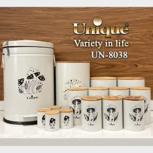 سرویس آشپزخانه یونیک 15 پارچه UN-8038 کرم طرح قارچ