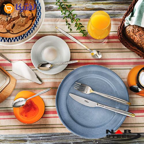 کیفیت سرویس 116 پارچه ناب استیل مدل پالرمو دورطلایی جعبه کادویی