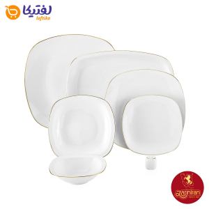 چینی زرین سرویس 6 نفره کواترو طرح زرین لب طلایی