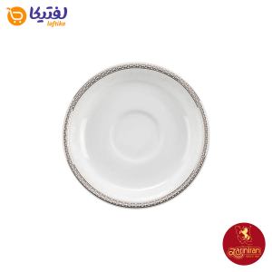 نعلبکی زیر استکانی چینی زرین دوری سایز 13 طرح ریوا پلاتینی 6 عددی