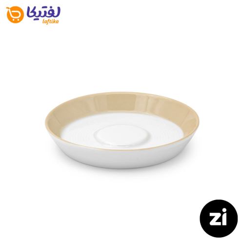 نعلبکی زیر استکانی چینی زرین (Zi) فرم اس سایز 12 طرح پاستل کرم