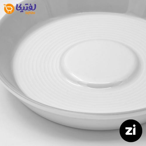 نعلبکی زیر استکانی چینی زرین (Zi) فرم اس سایز 12 طرح سفید