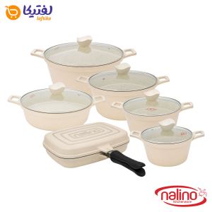سرویس قابلمه گرانیتی دنیز Deniz نالینو 12 پارچه کرم