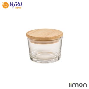 ظرف شیشه ای دربدار کادویی درب چوبی لیمون با طراحی کاربردی