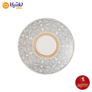 نعلبکی زیر استکانی چینی زرین دوری سایز 13 طرح سپید صدف 6 عددی