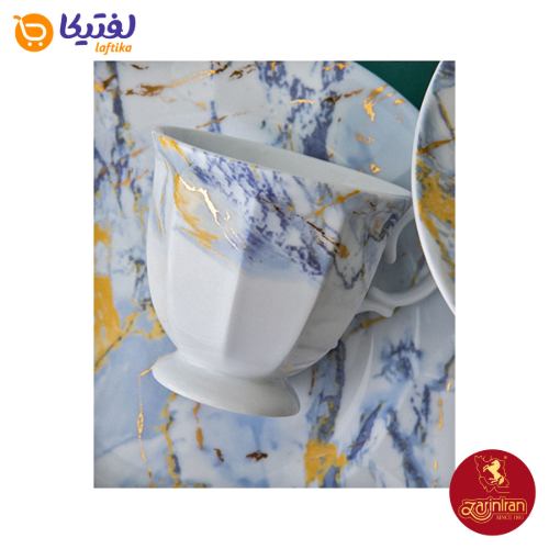 فنجان سرویس چینی زرین نئوکلاسیک طرح گلداستون 12 نفره 103 پارچه