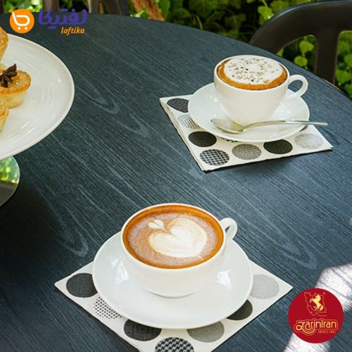 خرید فنجان و نعلبکی کاپوچینو، لاته چینی زرین سفید