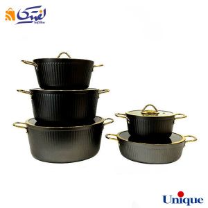 خرید سرویس قابلمه یونیک فلورانس مشکی 10 پارچه UN-8401
