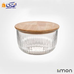 کاسه گرد شیشه ای لیمون 1.8 لیتر درب چوبی - تضمینی