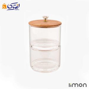 ظرف شیشه ای لیمون 2 طبقه درب چوبی با تضمین بهترین کیفیت