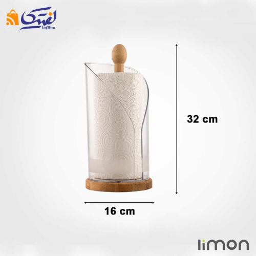 جا دستمال رولی چوبی لیمون با ابعاد کم جا