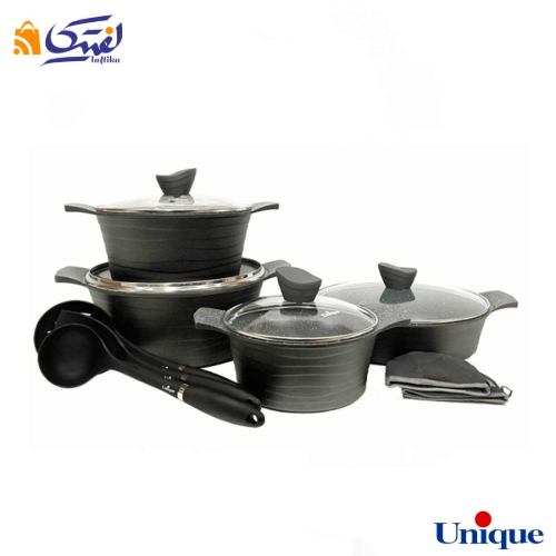 سرویس قابلمه 11 پارچه لاین طوسی یونیک UN-7734