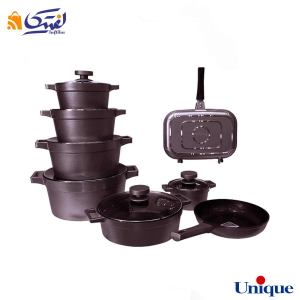 قیمت و خرید سرویس قابلمه 15 پارچه یونیک مدل دیاموند زرشکی UN-8527