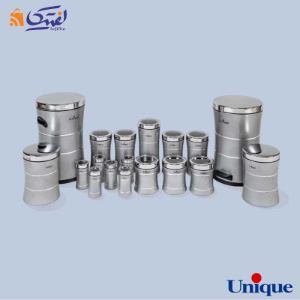 سرویس 18 پارچه کمر باریک خطی نقره ای استیل یونیک UN-4591