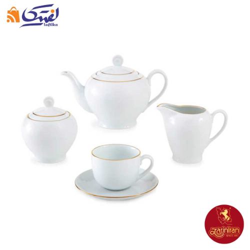 سرویس چای خوری چینی زرین ایتالیا اف طرح زرین رزگلد 17 پارچه