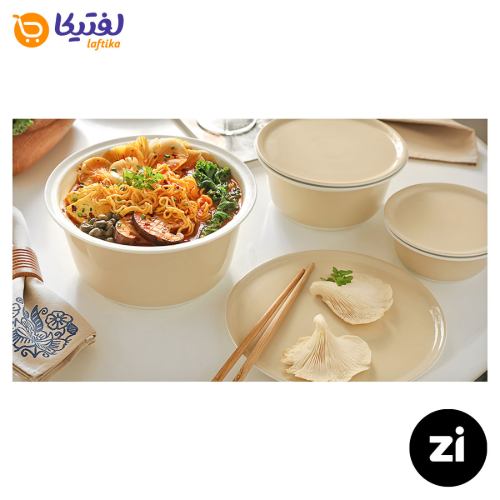 کاسه در دار چینی زرین Zi پاستل طوسی سایز 17