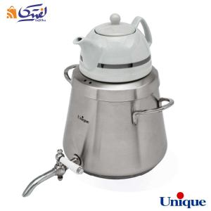 کتری استیل 4 لیتر با قوری چینی یونیک UN-7203 دسته استیل