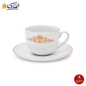 فنجان و نعلبکی چای خوری چینی زرین ایتالیا اف طرح کوئین طلایی 2 پارچه