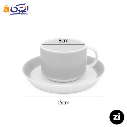 فنجان و نعلبکی چای خوری چینی زرین ZI فرم اس پاستل گلبهی 2 پارچه