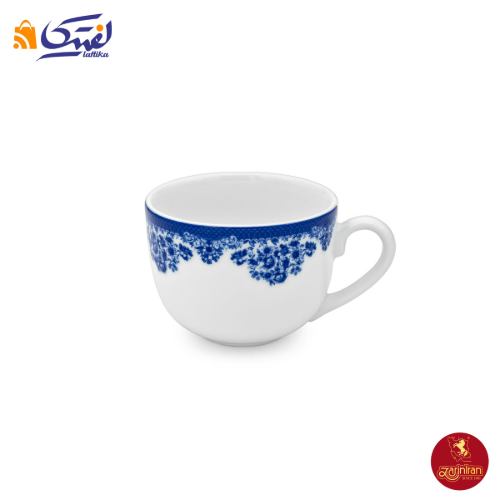فنجان و نعلبکی چای خوری چینی زرین ایتالیا اف طرح فلورانس سرمه ای 2 پارچه