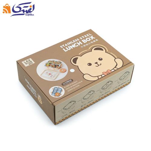ظرف غذا Laxson دو خانه استیل طرح خرس 800 میلی لیتر