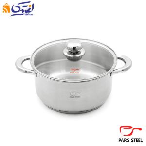 قابلمه 240 دسته فلزی (کف سه لایه) با درب پیرکس پارس استیل