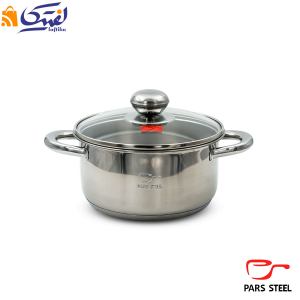 قابلمه 180 دسته فلزی (کف سه لایه) با درب پیرکس پارس استیل