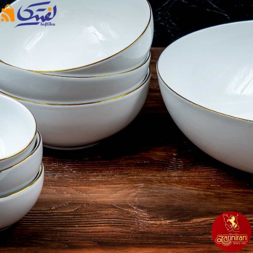 سرویس 13 پارچه پیاله چینی زرین طرح زرین لب طلایی
