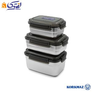 لانچ باکس 3 تیکه استیل KORKMAZ