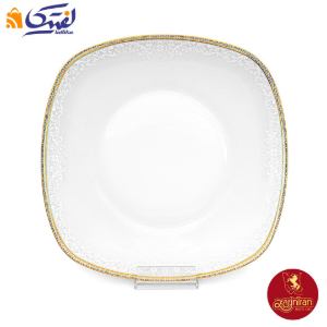 بشقاب غذا خوری تخت چینی زرین کواترو طرح ریوا طلایی