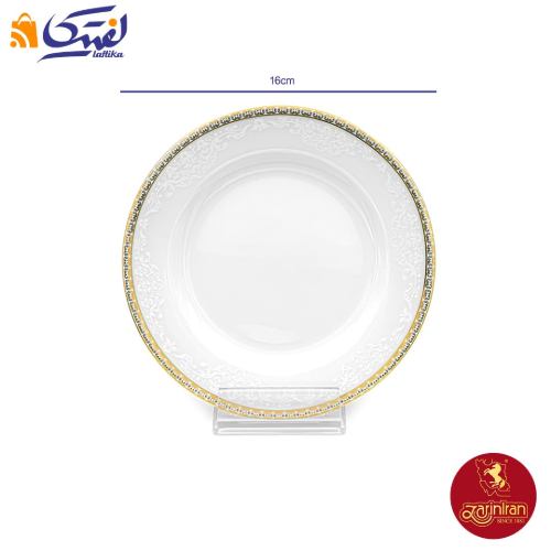 ابعاد بشقاب تخت چینی زرین ایتالیا اف طرح ریوا طلایی سایز 16