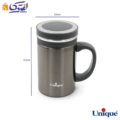 ابعاد تراول ماگ دسته دار 450 میلی لیتر دو جداره یونیک UN-1830