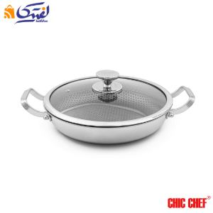 تابه استیل کربنی CC8163-28 دو دسته چیک چف