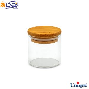 ظرف ادویه شیشه ای یونیک 6 سانتی متری درب چوبی UN-1756