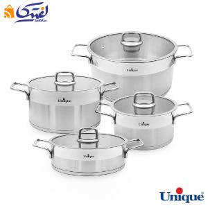 سرویس قابلمه UN-9990 یونیک 8 پارچه تمام استیل مدل فلت