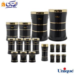 سرویس آشپزخانه 18 پارچه یونیک کمر باریک خطی مشکی براق طلا UN-4698