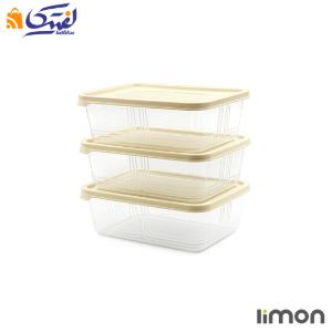 ظرف مستطیل پلاستیکی 1.3 لیتر 3 عددی لیمون 2406