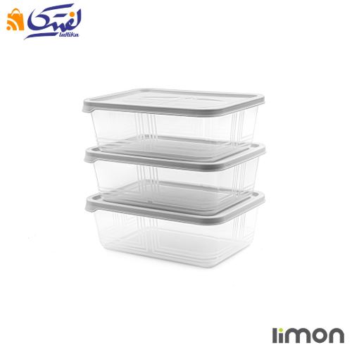 قیمت ظرف مستطیل پلاستیکی 1.3 لیتر 3 عددی لیمون 2406