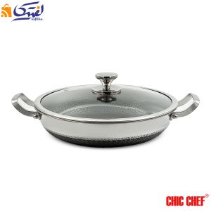 تابه استیل کربنی CC8163-32 دو دسته چیک چف