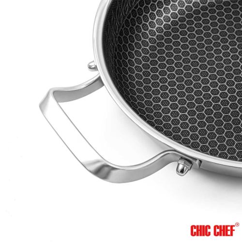 قیمت تابه استیل کربنی CHI-3026 دو دسته چیک شف سایز 26