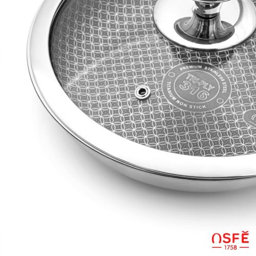 قیمت تابه تک دسته استیل کربنی OSFE درب دار سری 1758 سایز 26 مدل os-t26