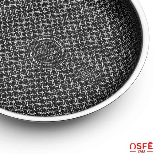 خرید تابه تک دسته استیل کربنی OSFE درب دار سری 1758 سایز 26 مدل os-t26