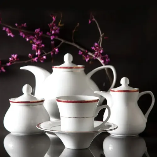 خرید سرویس چینی زرین شهرزاد طرح سپینود ارغوانی 12 نفره 108 پارچه
